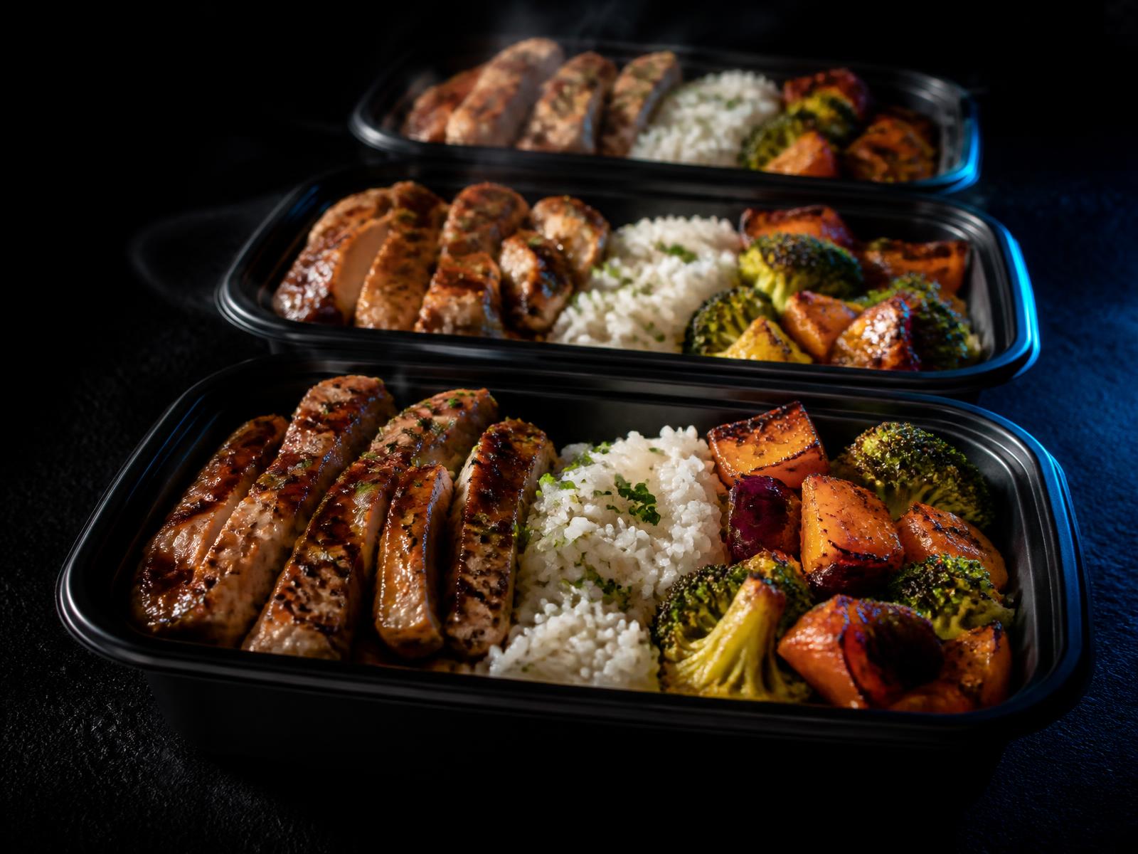 Premium high-protein meal prep trays